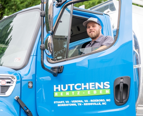 Hutchens Rentz-Eden, bulk fuel delivery driver, entering fuel truck